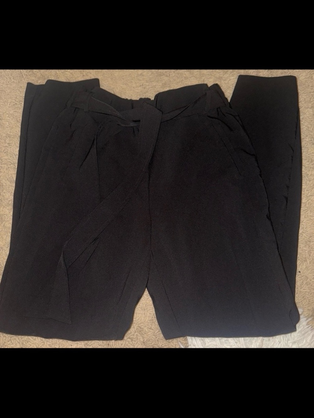 Stella Luce Black High-Waist Trousers with Tie Belt